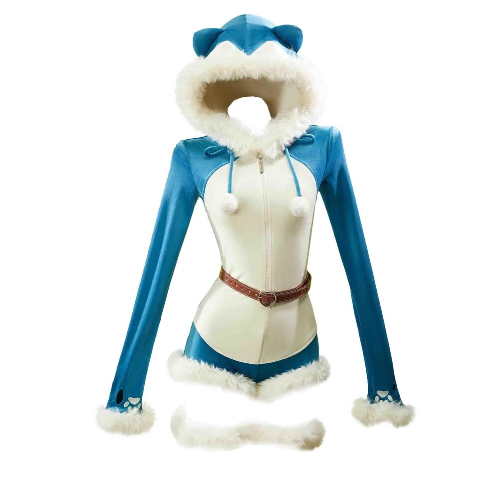 5570 Anime Derivative Onesie Pajamas Fluffy Bodycon Hooded Romper Homewear
